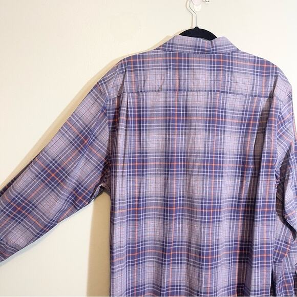 Joseph Abboud Men's Blue Plaid Collared Long Cuffed Sleeve Button-Up Shirt XL - Picture 7 of 11